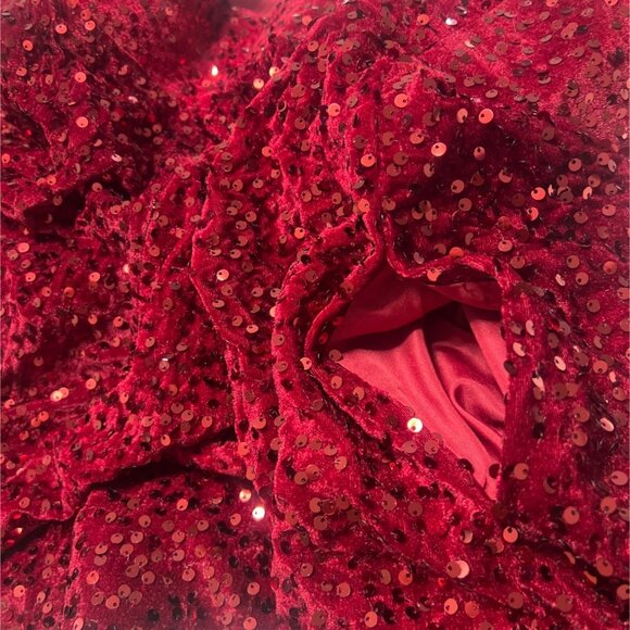 Red Sequin Mini Dress Graduation Party Dress Size 12 w pockets spaghetti straps - Picture 10 of 11